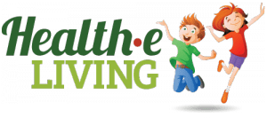 Health-e Living Logo, kids jumping